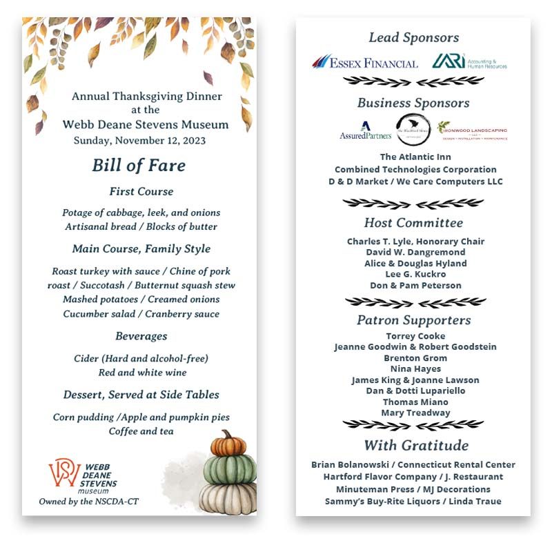Dining Event Menu Card
